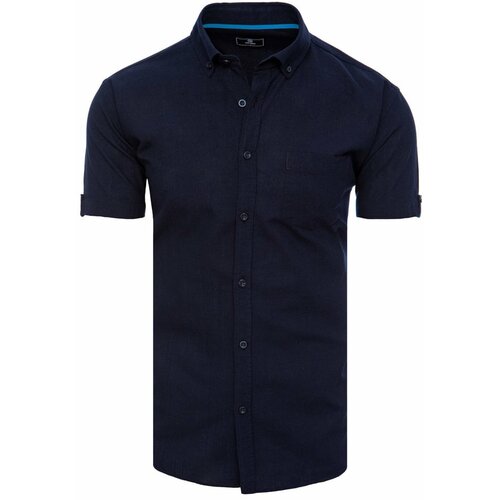 DStreet Men's Dark Blue Short Sleeve Shirt Cene