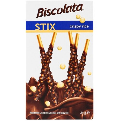  &amp;Scaron;tapići BISCOLATA stix crispy rice 34g Slike