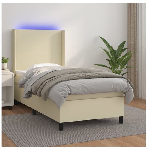  box spring s madracem LED krem 80x200 cm od umjetne kože - Krema 80 x 200 cm Gladak dizajn Cijene