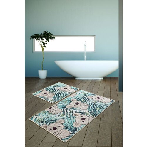 koala - green multicolor bathmat set (2 pieces) Slike