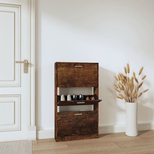 The Living Store Omarica za čevlje dimljeni hrast 59x17x108 cm inženirski les - Omarica Za Čevlje, (21433986) Slike