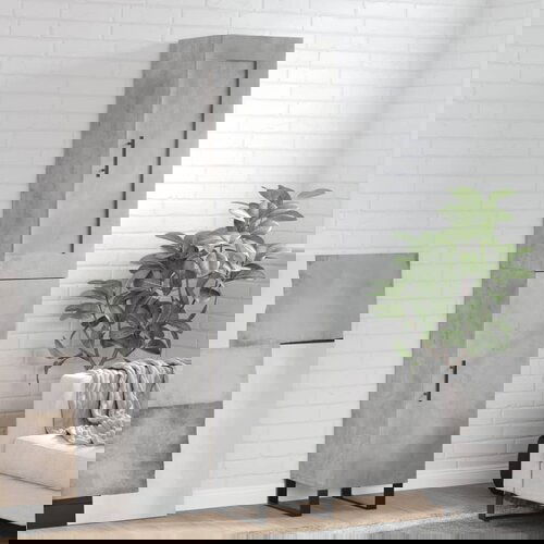 VidaXL Visoka omara betonsko siva 34,5x34x180 cm inženirski les Slike