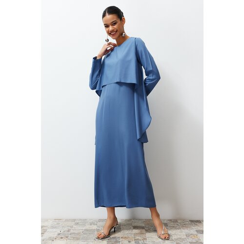 Trendyol Blue Plain Aller Detailed Woven Dress Cene