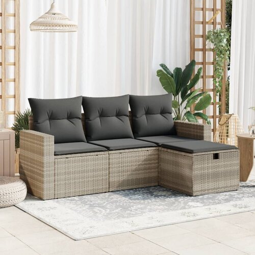 vidaXL 4-dijelni set vrtnih sofa s jastucima svijetlosivi poliratan Cijene