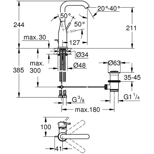 Grohe Essence baterija za umivaonik L &amp;ndash; Size 32628DL1 Slike