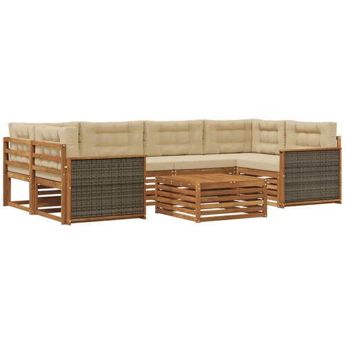 vidaXL Zunanja garnitura za sedenje z blazino 7 pcs Naravna in bež, (5000280980) Cene