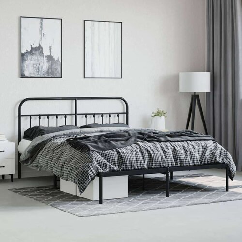 VidaXL Metalni okvir za krevet s uzglavljem crni 183x213 cm Slike