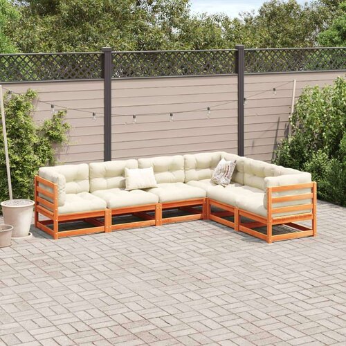VidaXL 6-dijelni set vrtnih sofa vo&amp;scaron;tano smeđi od masivne borovine Slike