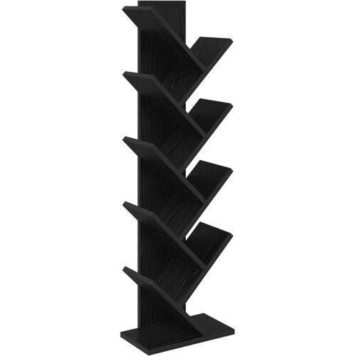 VidaXL Polica za knjige u obliku drveta 6-etažna 30 x 18 x 100 cm - Crni hrast 30 x 18 x 100 cm Slike
