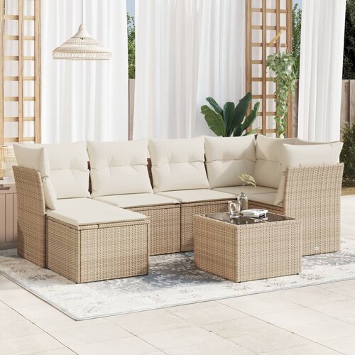 vidaXL 7-dijelni set vrtnih sofa od poliratana s jastucima bež Cijene