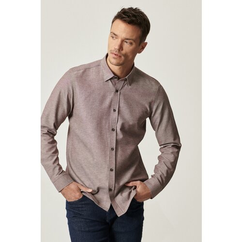 AC&Co / Altınyıldız Classics Men's Brown Slim Fit Slim Fit Buttoned Collar Long Sleeved Oxford Shirt Slike