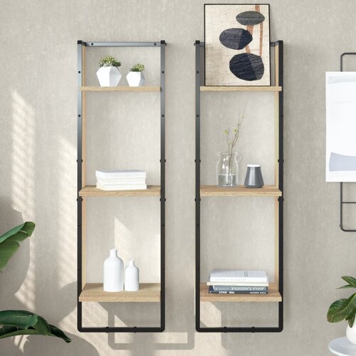  Zidna polica s 3 razine Boja hrasta 30x25x100 cm drvena Cene