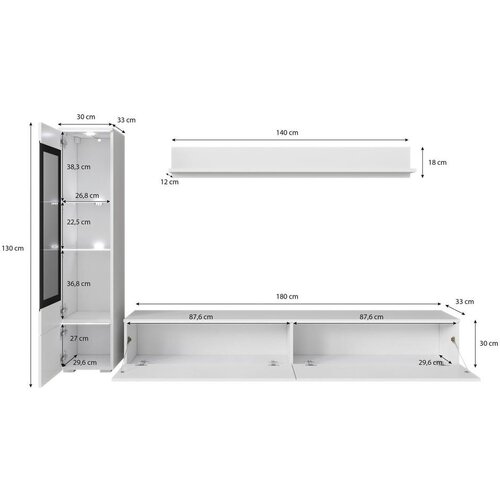 P &amp;amp; B Dnevni Regal Vera, Bela, Barva Hrasta, 3-Delno, Led Slike