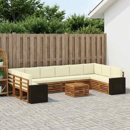  Set vanjskih sofa s jastukom 11 pcs Prirodna i krem Poliester Cene