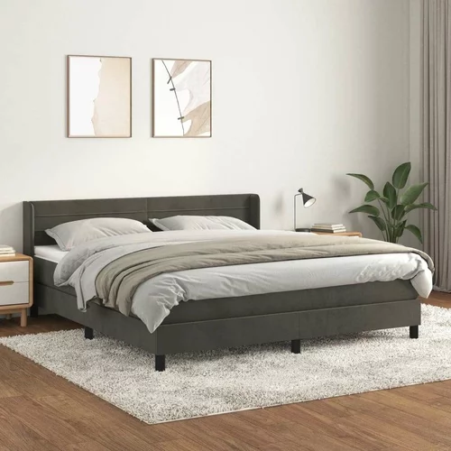  Box spring postelja z vzmetnico temno siva 160x200 cm žamet, (20902239)