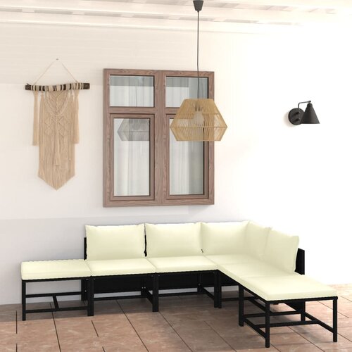 The Living Store Vrtna sedežna garnitura z blazinami 6-delna poli ratan črna - Vrtna Sedežna Garnitura, (21462986) Slike