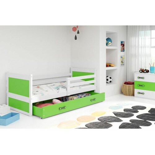 Rico drveni dečiji krevet - belo - zeleni - 200x90cm Z6DXQ54 Slike