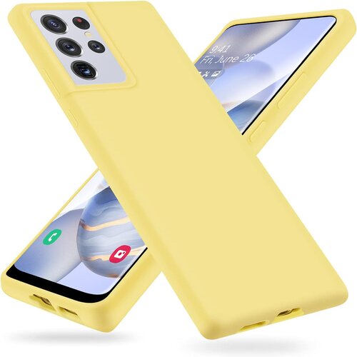 NIKCORP Ovitek za Samsung Galaxy S21 Ultra, rumen, silikonski etui iz tekočega silikona, odporen na praske in prstne odtise, (5000139147) Cene