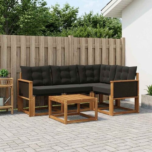  Set vanjskih sofa 5 kom. Prirodna i crna Cijene