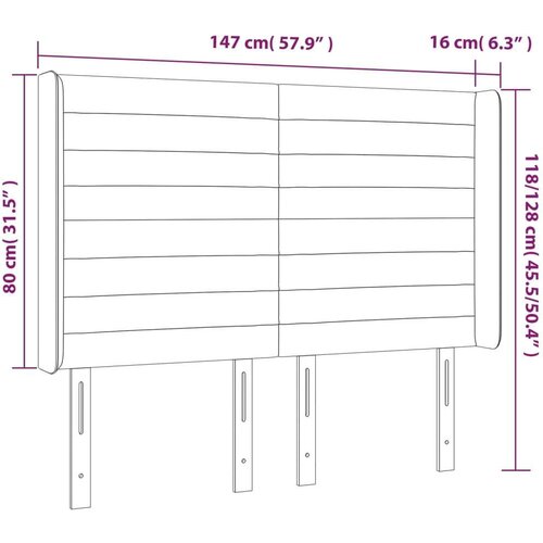  Uzglavlje s u&amp;scaron;ima crno 147x16x118/128 cm od tkanine Slike