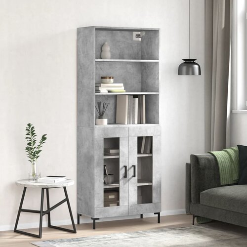 The Living Store Visoka komoda betonsko siva 69,5x34x180 cm inženirski les - Visoka Omara, (21430220) Slike