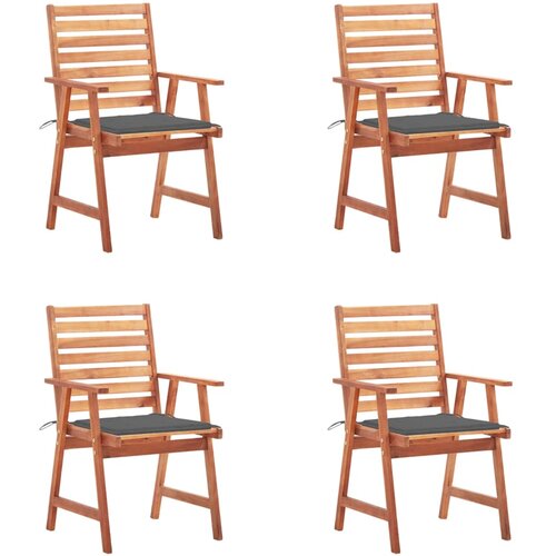  Zunanji jedilni stoli 4 kosi z blazinami trden akacijev les Slike
