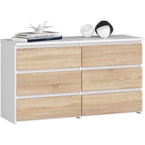 AKORD KOMODA CL100 6SZ PK BELO / SONOMA HRAST, (21703050) Cene