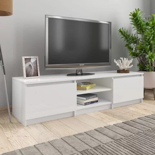TV ormarić od iverice visoki sjaj bijeli 140 x 40 x 35,5 cm