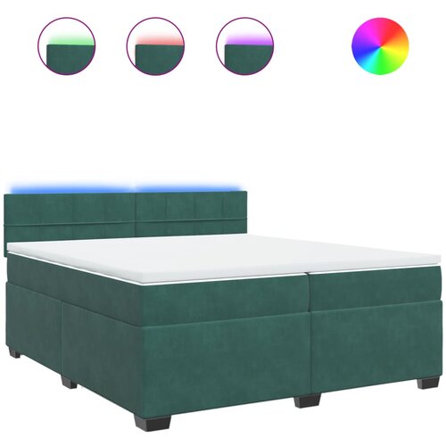 vidaXL Box spring postelja z vzmetnico temno zelena 200x200 cm žamet, (21309571) Cene