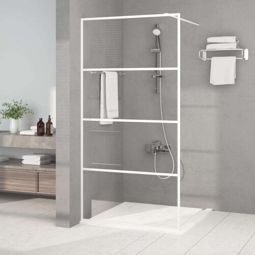 Pregrada za tuš bijela 100 x 195 cm s prozirnim staklom ESG Cijene