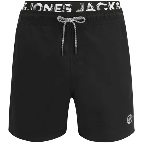 Jack & Jones Kratke kopalne hlače 'Fiji' črna / bela