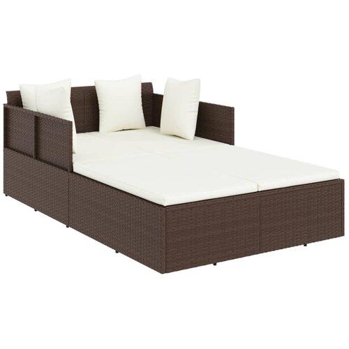 Maison Chic Ležalnik - Sončna ležalnik z blazinami rjav 182x118x63 cm poli ratan, (22043040) Slike