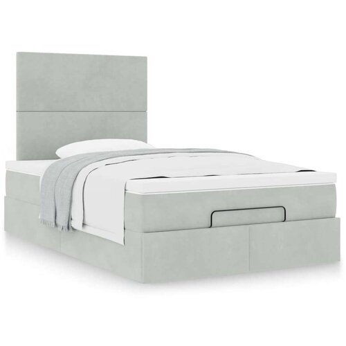 vidaXL okvir za krevet s madracima svjetlosivi 120x190 cm baršunasti Cene