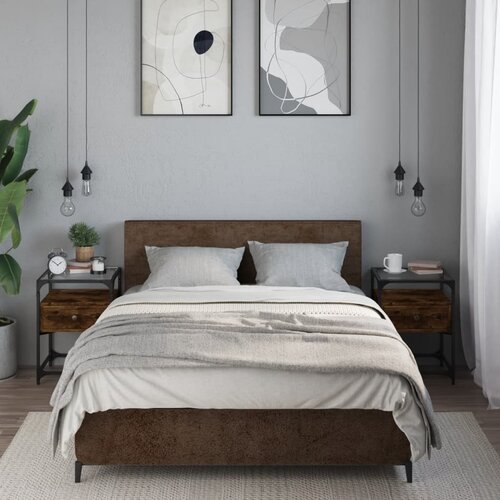 VidaXL Nočna omarica 2 kosa dimljeni hrast 40x40x55 cm inženirski les Slike