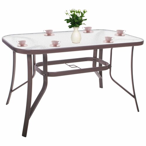 Springos stakleni vrtni stol 120 x 70 x 70 cm smeđi Slike