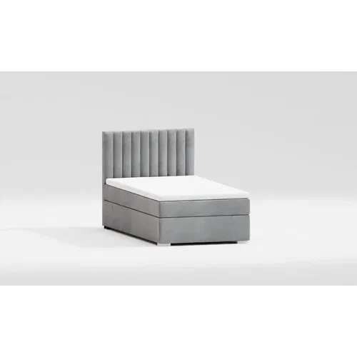 Ropez Svijetlo sivi tapecirani krevet s prostorom za odlaganje s podnicom 100x200 cm Bunny –