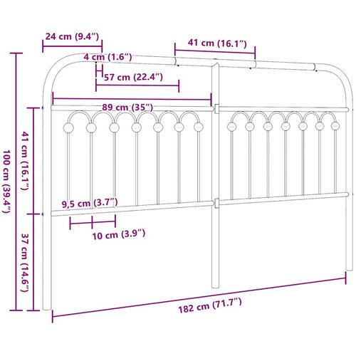  Metalno zamjensko uzglavlje crno 180 cm Slike