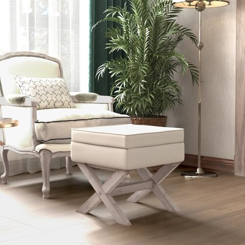 The Living Store Stolček s prostorom za shranjevanje 45x45x49 cm laneno platno - Stolček S Prostorom Za Shranjevanje, (21482128) Slike