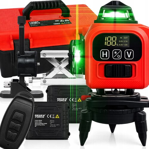  Komplet LCD aku. 16 linijski zeleni gradbeni laserski nivelir 2x 3000mAh LK-801 Cene