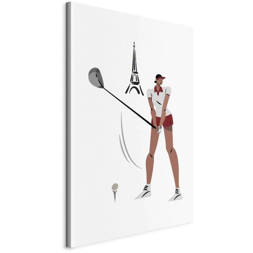  Slika - Female Golfer With the Eiffel Tower in the Background - Illustration 60x90 Na talijanskom platnu Cene