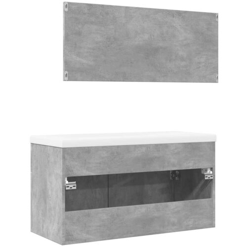  3-dijelni set kupaonskog namje&amp;scaron;taja siva boja betona drveni 90 x 38.5 x 46 cm Slike
