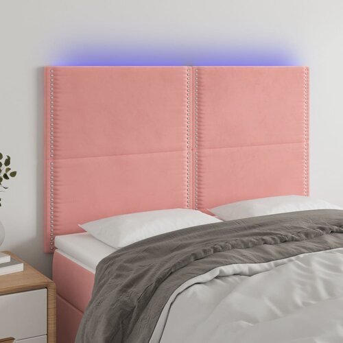  The Living Store LED posteljno vzglavje roza 144x5x118/128 cm žamet - LED Vzglavje, (21441276) Cene