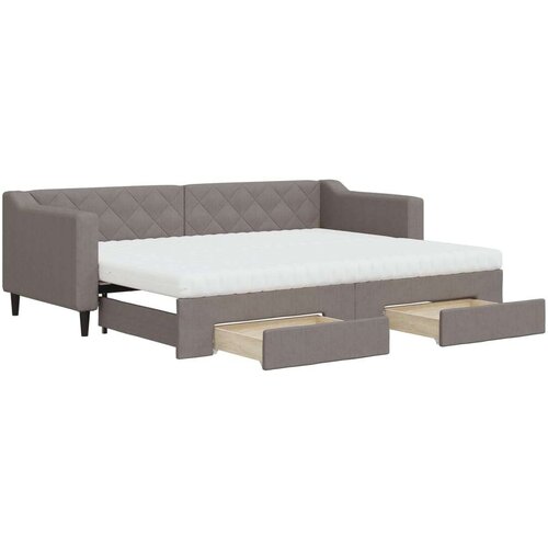 VidaXL dnevni krevet na razvlačenje smeđesivi 80 x 200 cm od tkanine Slike