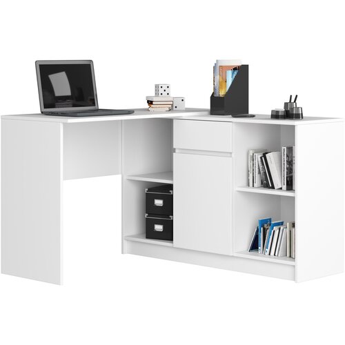 AKORD B-17 Kotna Pisalna Miza S Komodo, Bela, (5000333016) Slike