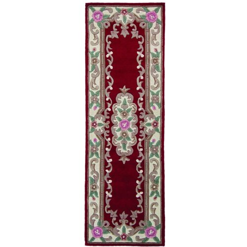 Flair Rugs Rdeča volnena preproga Aubusson, 67 x 210 cm Slike