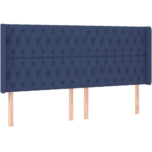  LED uzglavlje plavo 203 x 16 x 118/128 cm od tkanine Slike
