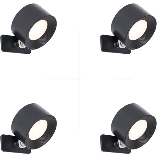 QAZQA Set van 4 moderne wand- plafondlampen zwart incl. LED oplaadbaar - Bright Slike