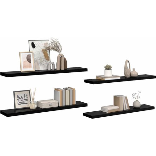  Plutajuće zidne police 4 kom sjajne crne 120x23,5x3,8 cm MDF Slike
