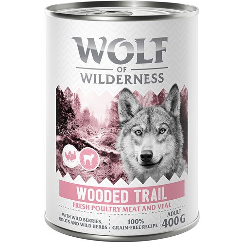 Wolf of Wilderness Adult “Expedition” 6 x 400 g - Wooded Trails - perutnina s teletino Cene