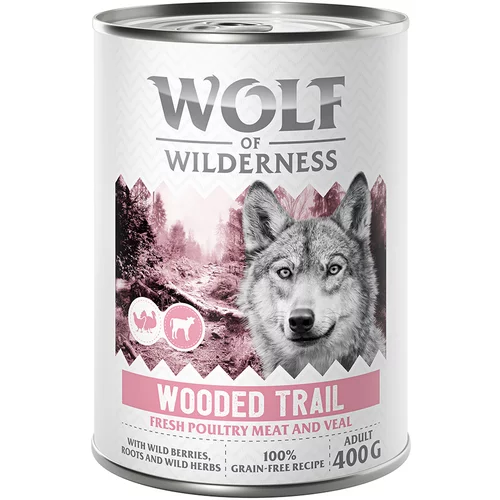 Wolf of Wilderness Adult “Expedition” 6 x 400 g - Wooded Trails - perutnina s teletino
